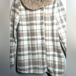 Ellen Reyes Jackets/Coats - Beige Brown White- Plaid - Fur collar